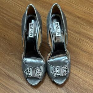 Badgley Mischka Metallic Heels with Crystal Accents